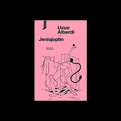 Capa de livro cor-de-rosa com ilustração minimalista a preto e texto em letras pretas
