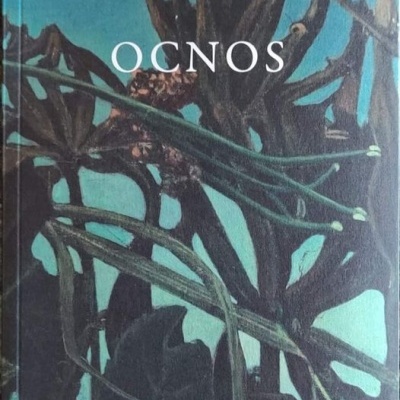 Capa de livro 'OCNOS' de Luis Cernuda com imagem abstrata de plantas verdes
