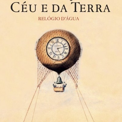 Capa de livro com balão-relógio, título Almanaque do Céu e da Terra e Torre Eiffel ao fundo