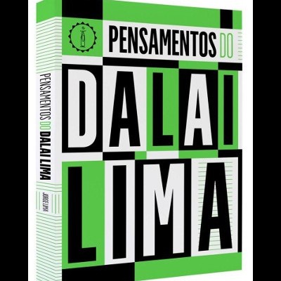 Capa de livro verde, branco e preto com o título 'PENSAMENTOS DO DALAI LIMA'