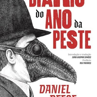 Capa do livro Diário do Ano da Peste de Daniel Defoe com ilustração de máscara de peste