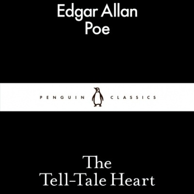 Capa preta de livro The Tell-Tale Heart, Edgar Allan Poe, Penguin Classics.