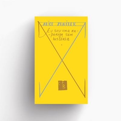 Capa de livro amarela com texto azul e preto e design minimalista.