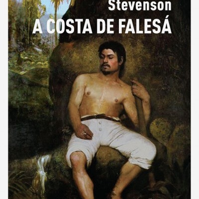 Capa de livro com homem sentado e texto 'A COSTA DE FALESÁ'