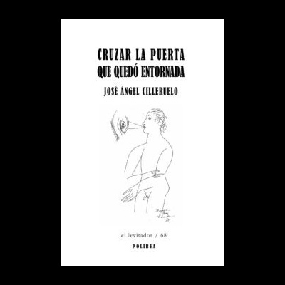 Capa do livro 'CRUZAR LA PUERTA QUE QUEDÓ ENTORNADA' com desenho minimalista e texto em preto