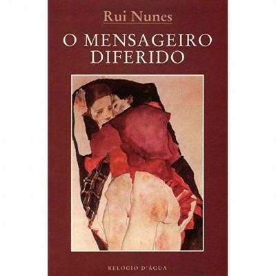 Capa de livro com pintura figurativa e texto em vermelho escuro