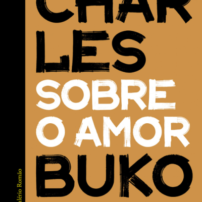 Capa de livro preta e castanha com texto grande branco e preto