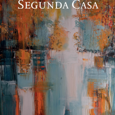 Capa do livro 'Segunda Casa' de Rachel Cusk em tons abstratos de azul e laranja