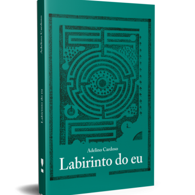 Livro 'Labirinto do eu' com capa verde-azulada e desenho de labirinto preto