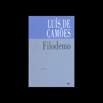 Capa de livro azul com texto LUÍS DE CAMÕES Filodemo