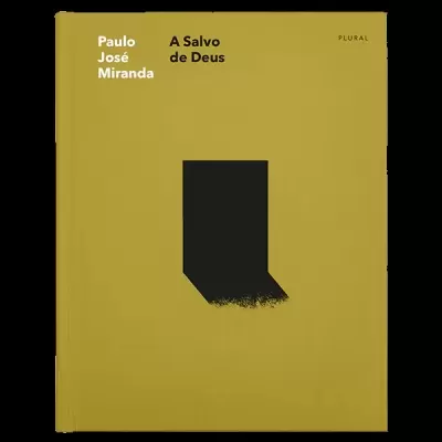 Livro capa dura amarela com texto e desenho preto