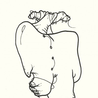 Capa de livro 'Memorial' de Lígia Soares com desenho a preto de linhas que formam mãos entrelaçadas