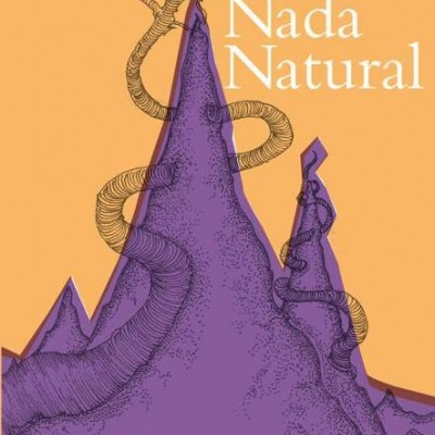 Capa de livro 'Nada Natural' com ilustração de montanhas e árvore