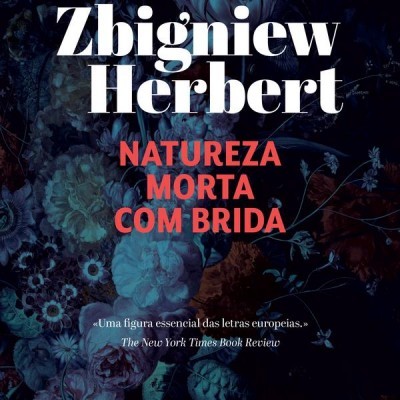 Capa de livro com flores pintadas e texto em branco e vermelho