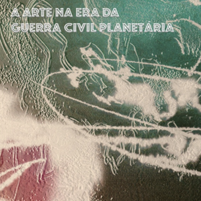 Capa de livro com arte abstrata em verde, branco e vermelho e texto branco sobreposto.