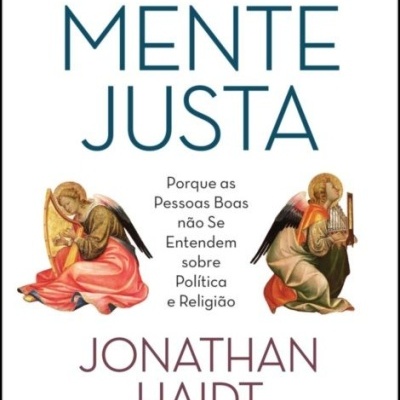 Capa do livro A Mente Justa com ilustrações de anjos