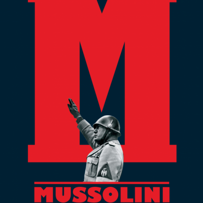 Capa de livro 'Mussolini O Homem da Providência' com imagem de Mussolini a saudar