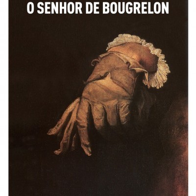 Capa do livro O SENHOR DE BOUGRELON com imagem de uma luva bege com renda sobre fundo castanho.