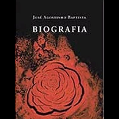 Capa de livro com título BIOGRAFIA e padrão abstrato vermelho