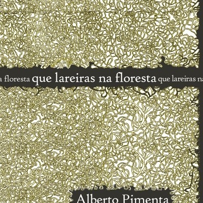 Capa de livro com padrões abstratos dourados e texto em faixas pretas