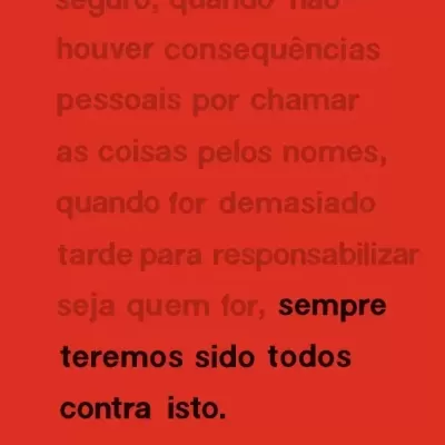 Texto em português sobre fundo vermelho com citação de Omar El Akkad