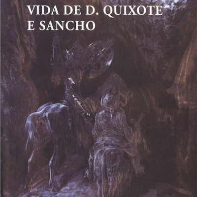 Capa do livro Vida de D. Quixote e Sancho de Miguel de Unamuno com ilustração escura