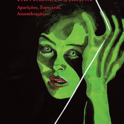 Capa de livro com rosto feminino verde e texto vermelho