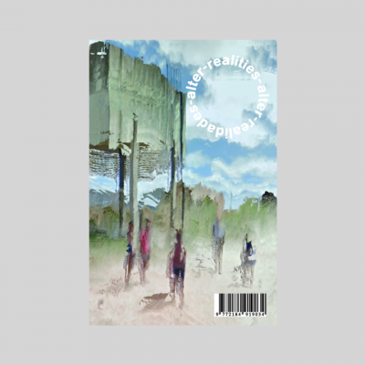 Capa de publicação com imagem desfocada de pessoas e estrutura alta, texto 'alter realidades', e código de barras