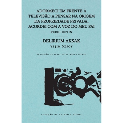 Capa de livro azul com texto em preto e ilustração abstrata em preto na parte inferior.
