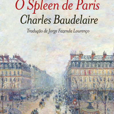 Capa de livro 'O Spleen de Paris' com ilustração impressionista de rua e prédios antigos