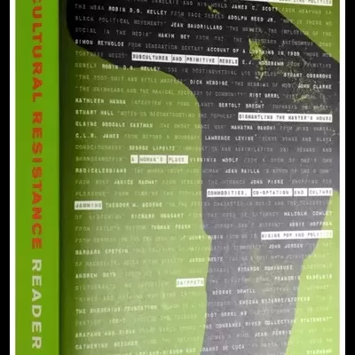 Capa do livro Cultural Resistance Reader com texto colorido em fundo verde e preto