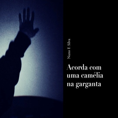 Capa de livro com sombra de mão e texto em branco em fundo preto