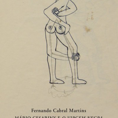 Capa de livro com desenho a tinta e texto em fundo creme