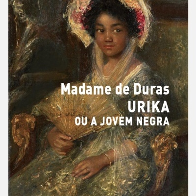 Capa do livro 'Urika ou a Jovem Negra' com pintura de jovem negra em vestido dourado e chapéu