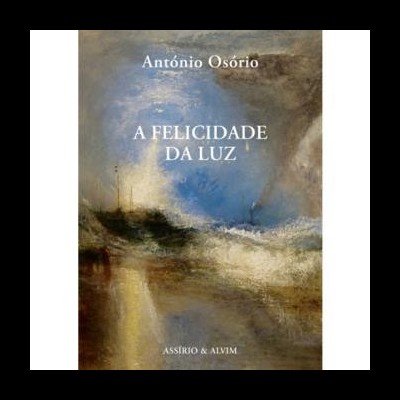 Capa do livro 'A FELICIDADE DA LUZ' com fundo abstrato em azul e castanho