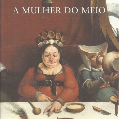 Capa de livro A Mulher do Meio de Ivone Mendes da Silva com pintura de duas mulheres à mesa