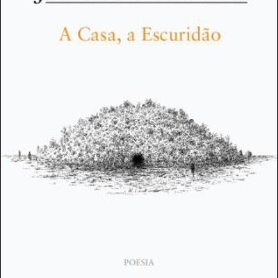 Capa de livro branco com título e autor, ilustrando uma casa com árvores desenhada a preto