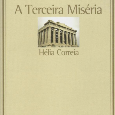 Capa de livro bege com título A Terceira Miséria e imagem do Partenon.