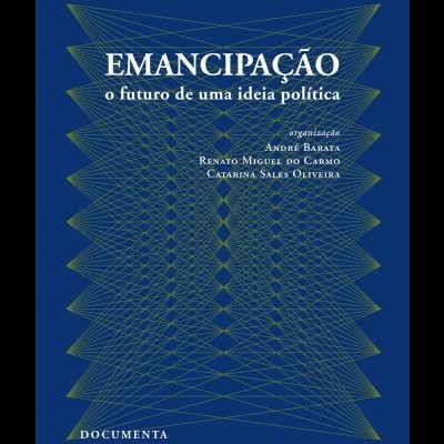 Capa de livro azul com padrões geométricos e texto branco.