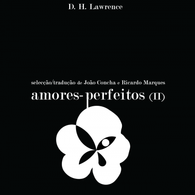 Capa de livro preta com texto branco e ilustração de flor