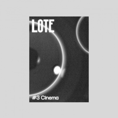 Design abstrato preto e branco com texto LOTE e #3 Cinema