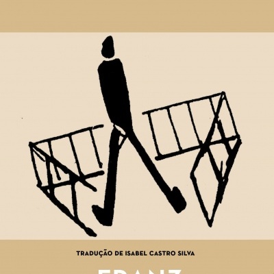 Capa do livro O CASTELO de Franz Kafka com ilustração estilizada e texto em bege e castanho.