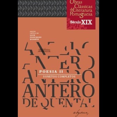 Capa de livro clássico português com texto e design tipográfico