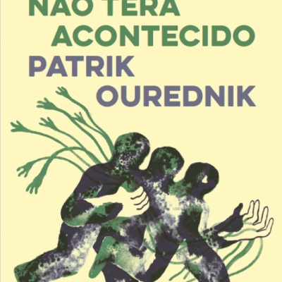 Capa de livro com título em verde e roxo e ilustração de três figuras humanas escuras com tentáculos