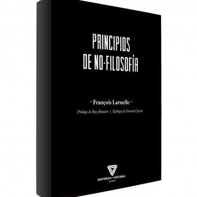 Livro preto com texto branco na capa PRINCIPIOS DE NO-FILOSOFÍA