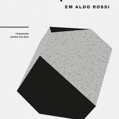 Capa de livro branca com título, autor e design geométrico preto.