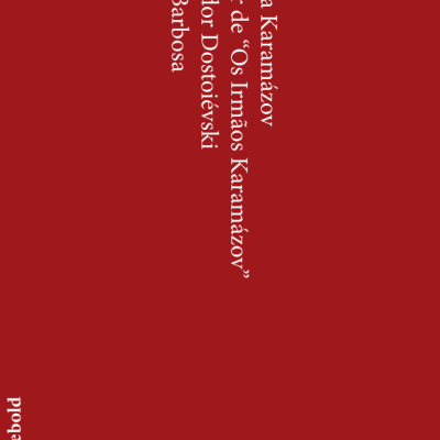 Capa de livro vermelha com texto branco vertical e horizontal.