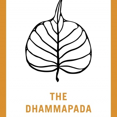 Capa de livro com folha preta desenhada, título THE DHAMMAPADA e autor Gil Fronsdal