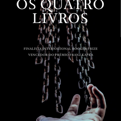 Capa do livro Os Quatro Livros de Yan Lianke com correntes e mão estendida