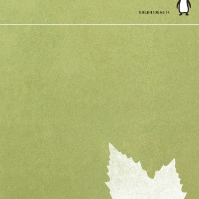 Capa de livro verde com texto e um desenho de folha branca